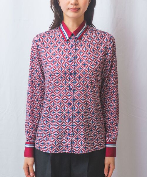 NARACAMICIE / ナラカミーチェ シャツ・ブラウス | 【NARACAMICIE】幾何柄サテン長袖シャツ | 詳細4