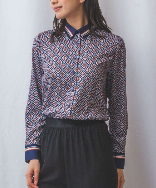 NARACAMICIE / ナラカミーチェ シャツ・ブラウス | 【NARACAMICIE】幾何柄サテン長袖シャツ | 詳細12
