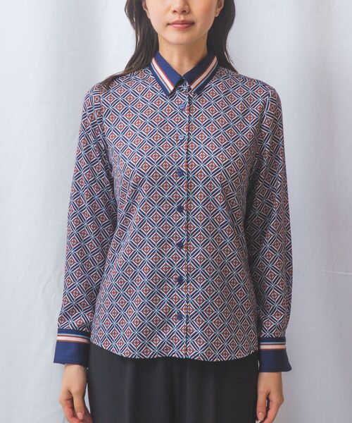 NARACAMICIE / ナラカミーチェ シャツ・ブラウス | 【NARACAMICIE】幾何柄サテン長袖シャツ | 詳細13