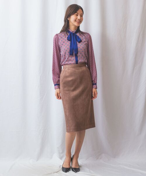 NARACAMICIE / ナラカミーチェ シャツ・ブラウス | 【NARACAMICIE】幾何柄サテンボウタイ付長袖ブラウス | 詳細10