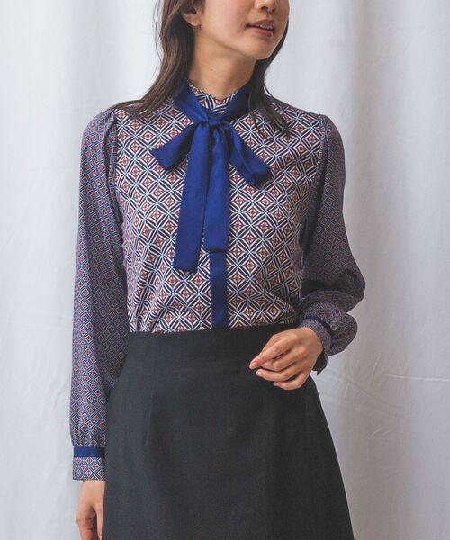 NARACAMICIE / ナラカミーチェ シャツ・ブラウス | 【NARACAMICIE】幾何柄サテンボウタイ付長袖ブラウス | 詳細11