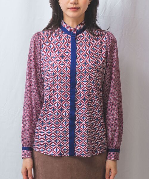 NARACAMICIE / ナラカミーチェ シャツ・ブラウス | 【NARACAMICIE】幾何柄サテンボウタイ付長袖ブラウス | 詳細2