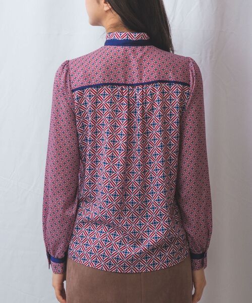 NARACAMICIE / ナラカミーチェ シャツ・ブラウス | 【NARACAMICIE】幾何柄サテンボウタイ付長袖ブラウス | 詳細4