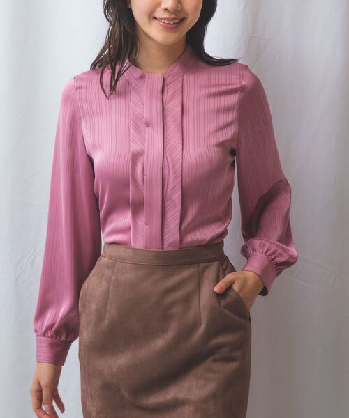 NARACAMICIE / ナラカミーチェ シャツ・ブラウス | 【NARACAMICIE】サテンストライプフロントタック長袖ブラウス | 詳細12