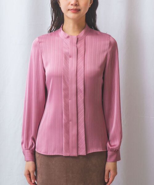 NARACAMICIE / ナラカミーチェ シャツ・ブラウス | 【NARACAMICIE】サテンストライプフロントタック長袖ブラウス | 詳細13