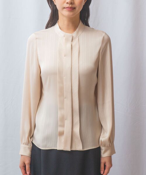 NARACAMICIE / ナラカミーチェ シャツ・ブラウス | 【NARACAMICIE】サテンストライプフロントタック長袖ブラウス | 詳細2