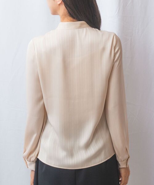 NARACAMICIE / ナラカミーチェ シャツ・ブラウス | 【NARACAMICIE】サテンストライプフロントタック長袖ブラウス | 詳細4
