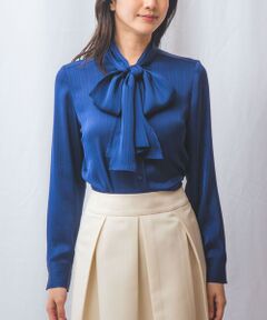 NARACAMICIE / ナラカミーチェ シャツ・ブラウス | 【NARACAMICIE】サテンストライプボウタイ長袖ブラウス