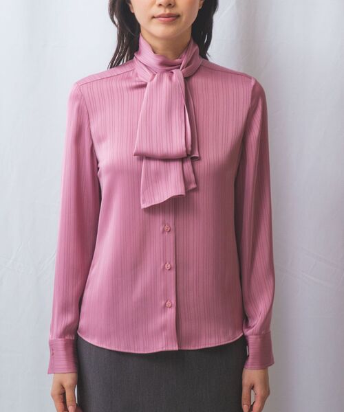 NARACAMICIE / ナラカミーチェ シャツ・ブラウス | 【NARACAMICIE】サテンストライプボウタイ長袖ブラウス | 詳細13