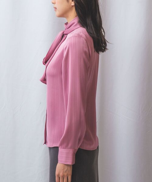 NARACAMICIE / ナラカミーチェ シャツ・ブラウス | 【NARACAMICIE】サテンストライプボウタイ長袖ブラウス | 詳細14