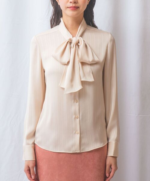 NARACAMICIE / ナラカミーチェ シャツ・ブラウス | 【NARACAMICIE】サテンストライプボウタイ長袖ブラウス | 詳細2