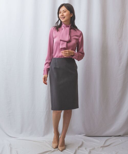 NARACAMICIE / ナラカミーチェ シャツ・ブラウス | 【NARACAMICIE】サテンストライプボウタイ長袖ブラウス | 詳細21