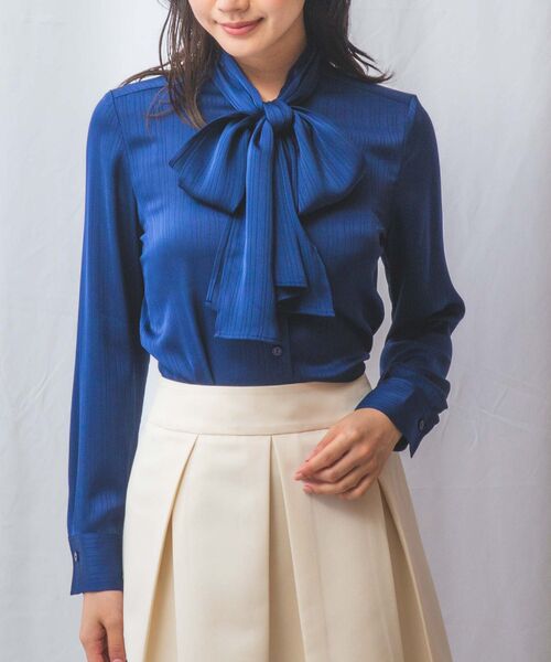 NARACAMICIE / ナラカミーチェ シャツ・ブラウス | 【NARACAMICIE】サテンストライプボウタイ長袖ブラウス | 詳細22