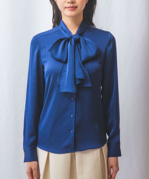 NARACAMICIE / ナラカミーチェ シャツ・ブラウス | 【NARACAMICIE】サテンストライプボウタイ長袖ブラウス | 詳細23