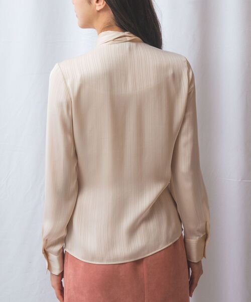 NARACAMICIE / ナラカミーチェ シャツ・ブラウス | 【NARACAMICIE】サテンストライプボウタイ長袖ブラウス | 詳細4