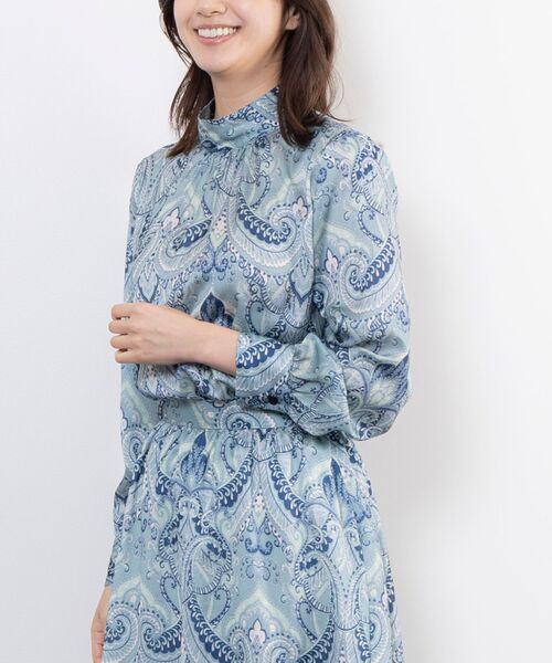 NARACAMICIE / ナラカミーチェ シャツ・ブラウス | 【NARACAMICIE】【セットアップ対応】ペイズリー柄ハイカラー長袖ブラウス | 詳細1