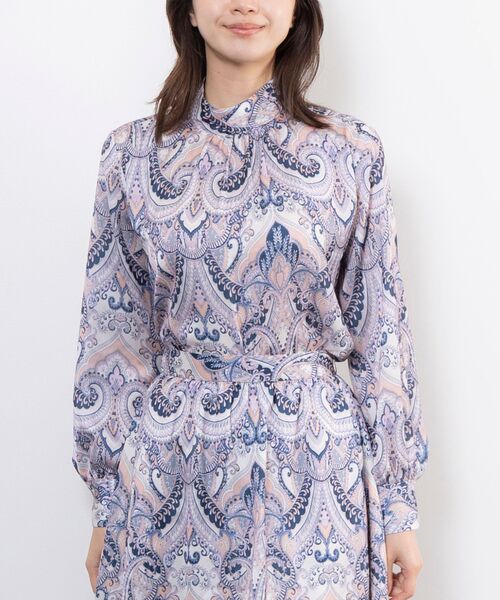 NARACAMICIE / ナラカミーチェ シャツ・ブラウス | 【NARACAMICIE】【セットアップ対応】ペイズリー柄ハイカラー長袖ブラウス | 詳細4