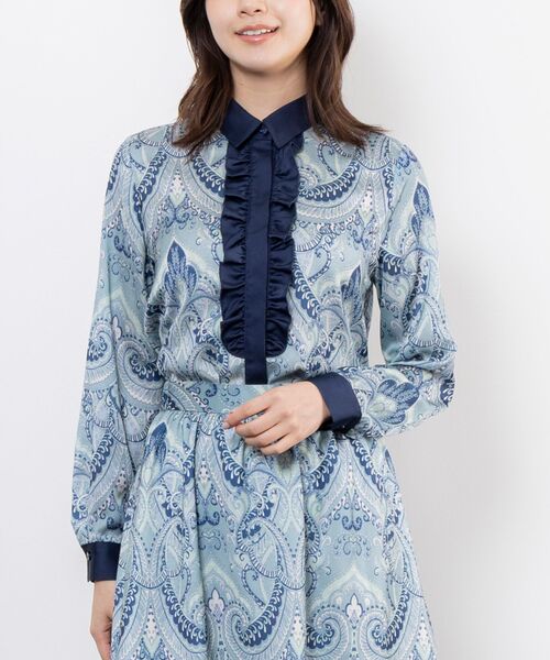 NARACAMICIE / ナラカミーチェ シャツ・ブラウス | 【NARACAMICIE】【セットアップ対応】ペイズリー柄フリル長袖ブラウス(グリーン)