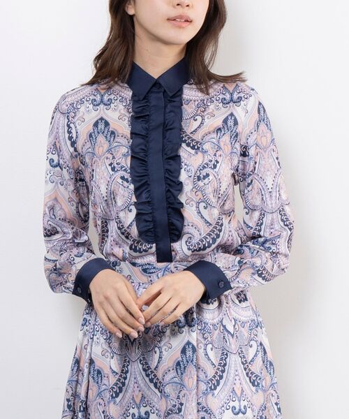 NARACAMICIE / ナラカミーチェ シャツ・ブラウス | 【NARACAMICIE】【セットアップ対応】ペイズリー柄フリル長袖ブラウス(ピンク)