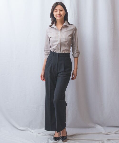 NARACAMICIE / ナラカミーチェ シャツ・ブラウス | 【NARACAMICIE】ストライプスタンドカラー七分袖シャツ | 詳細10