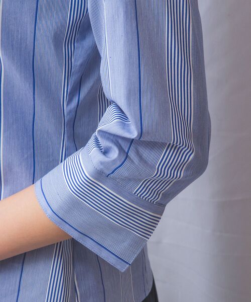 NARACAMICIE / ナラカミーチェ シャツ・ブラウス | 【NARACAMICIE】ストライプスタンドカラー七分袖シャツ | 詳細17