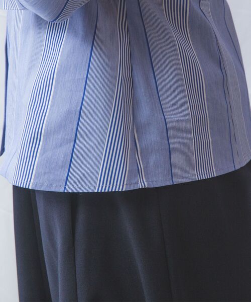 NARACAMICIE / ナラカミーチェ シャツ・ブラウス | 【NARACAMICIE】ストライプスタンドカラー七分袖シャツ | 詳細18
