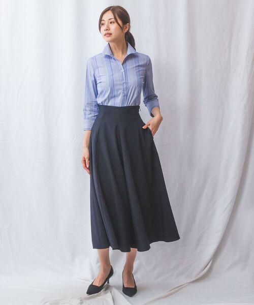 NARACAMICIE / ナラカミーチェ シャツ・ブラウス | 【NARACAMICIE】ストライプスタンドカラー七分袖シャツ | 詳細21