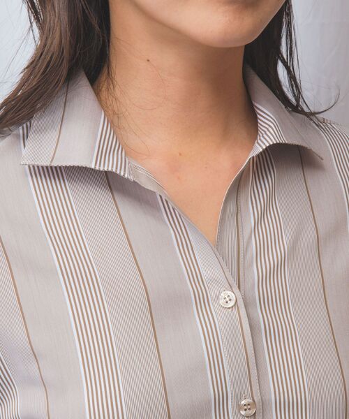 NARACAMICIE / ナラカミーチェ シャツ・ブラウス | 【NARACAMICIE】ストライプスタンドカラー七分袖シャツ | 詳細5