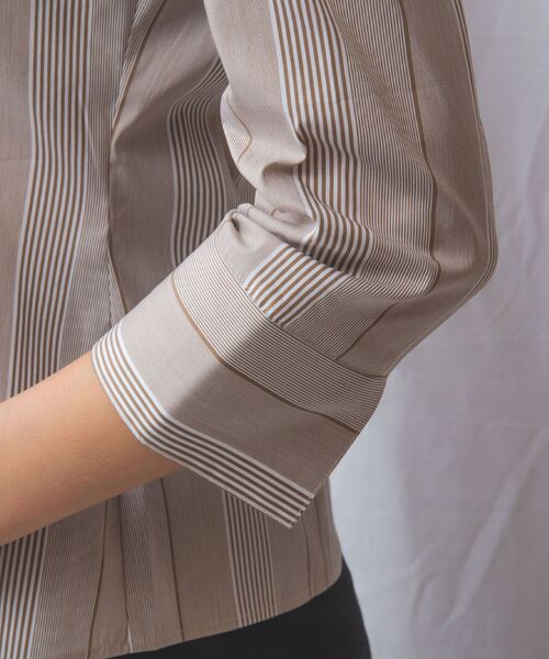 NARACAMICIE / ナラカミーチェ シャツ・ブラウス | 【NARACAMICIE】ストライプスタンドカラー七分袖シャツ | 詳細7