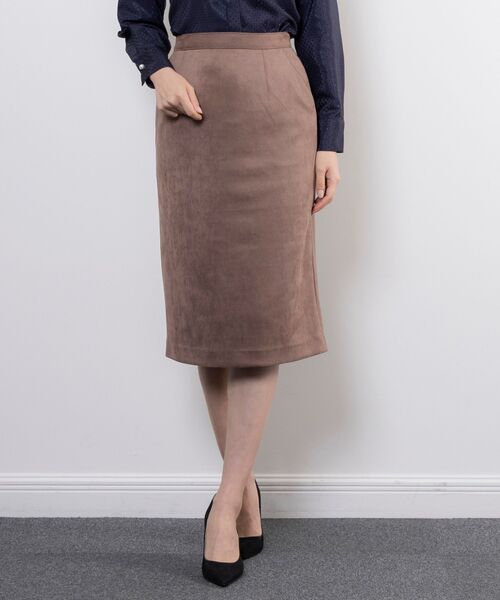 NARACAMICIE / ナラカミーチェ ミニ・ひざ丈スカート | 【NARACAMICIE】フェイクスエードタイトスカート(ブラウン)
