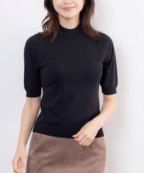 NARACAMICIE / ナラカミーチェ ニット・セーター | 【NARACAMICIE】【ツインニット対応】調温ニット5分袖プルオーバー(ブラック)