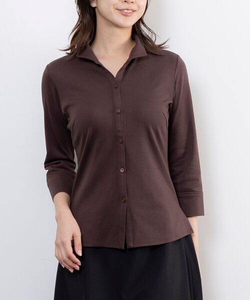 NARACAMICIE / ナラカミーチェ カットソー | 【NARACAMICIE】無地スタンドカットソー（ブラウン）