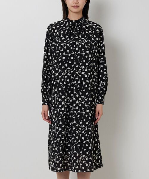 NARACAMICIE / ナラカミーチェ ロング・マキシ丈ワンピース | 【NARACAMICIE】リボン付きラインドットワンピース | 詳細1