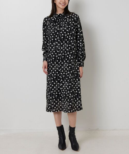 NARACAMICIE / ナラカミーチェ ロング・マキシ丈ワンピース | 【NARACAMICIE】リボン付きラインドットワンピース | 詳細11