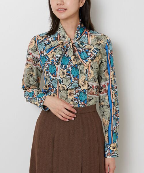 NARACAMICIE / ナラカミーチェ シャツ・ブラウス | 【NARACAMICIE】ステンドグラス柄ボウタイ長袖ブラウス | 詳細1