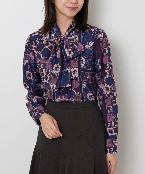 NARACAMICIE / ナラカミーチェ シャツ・ブラウス | 【NARACAMICIE】ステンドグラス柄ボウタイ長袖ブラウス(パープル)