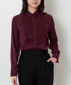 NARACAMICIE / ナラカミーチェ シャツ・ブラウス | 【NARACAMICIE】無地ジョーゼットフロント長袖シャツブラウス