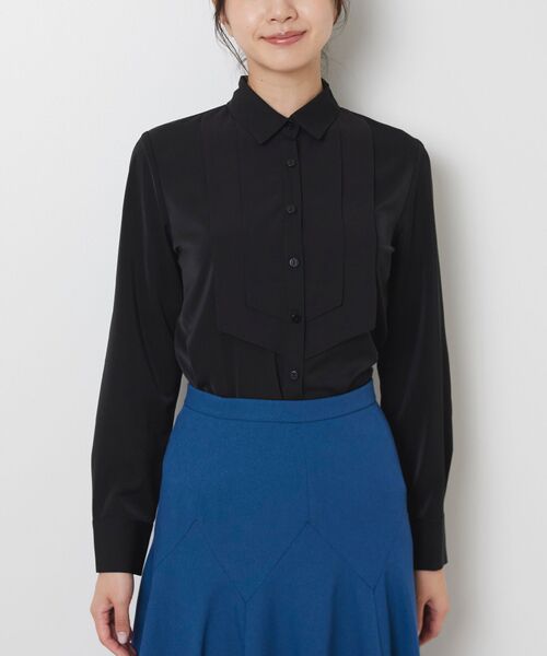 NARACAMICIE / ナラカミーチェ シャツ・ブラウス | 【NARACAMICIE】無地ジョーゼットフロント長袖シャツブラウス | 詳細1