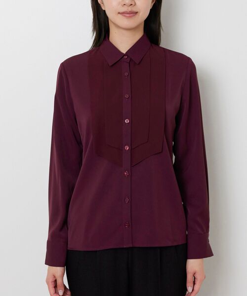NARACAMICIE / ナラカミーチェ シャツ・ブラウス | 【NARACAMICIE】無地ジョーゼットフロント長袖シャツブラウス | 詳細2