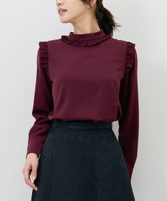 NARACAMICIE / ナラカミーチェ シャツ・ブラウス | 【NARACAMICIE】無地ジョーゼットミニフリル長袖ブラウス