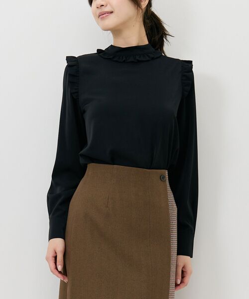 NARACAMICIE / ナラカミーチェ シャツ・ブラウス | 【NARACAMICIE】無地ジョーゼットミニフリル長袖ブラウス | 詳細1