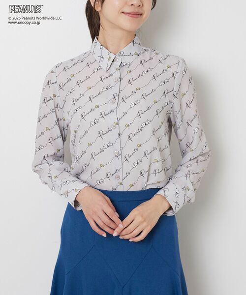NARACAMICIE/ナラカミーチェ 【PEANUTS】ライン柄長袖シャツ グレージュ 1(M)9号 NARACAMICIE/ナラカミーチェ 【PEANUTS】ライン柄長袖シャツ グレージュ 1(M)9号