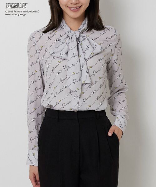 NARACAMICIE / ナラカミーチェ シャツ・ブラウス | 【PEANUTS】ライン柄ボウタイ長袖ブラウス | 詳細1