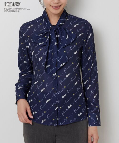 NARACAMICIE / ナラカミーチェ シャツ・ブラウス | 【PEANUTS】ライン柄ボウタイ長袖ブラウス | 詳細2