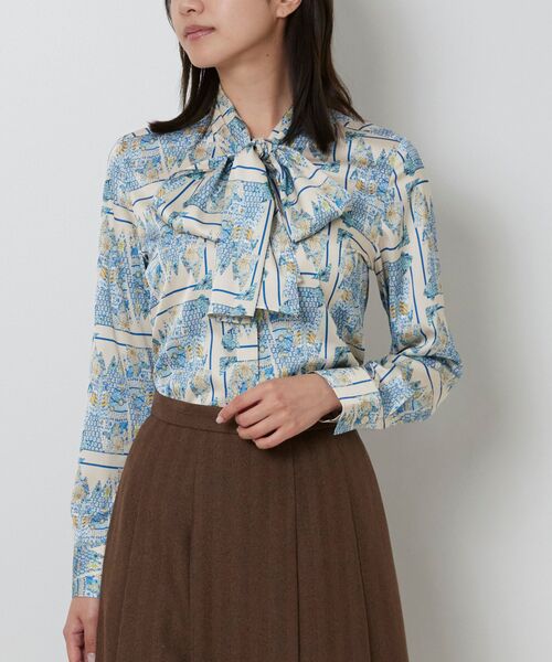 NARACAMICIE / ナラカミーチェ シャツ・ブラウス | 【NARACAMICIE】GENIUS 森柄ボウタイ長袖ブラウス(ベージュ)