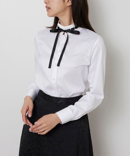 NARACAMICIE / ナラカミーチェ シャツ・ブラウス | 【NARACAMICIE】ツイルレースカラー長袖シャツ | 詳細1