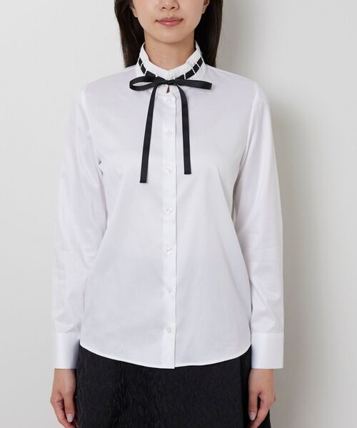 NARACAMICIE / ナラカミーチェ シャツ・ブラウス | 【NARACAMICIE】ツイルレースカラー長袖シャツ | 詳細2