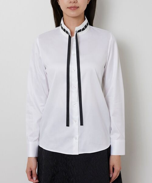 NARACAMICIE / ナラカミーチェ シャツ・ブラウス | 【NARACAMICIE】ツイルレースカラー長袖シャツ | 詳細5