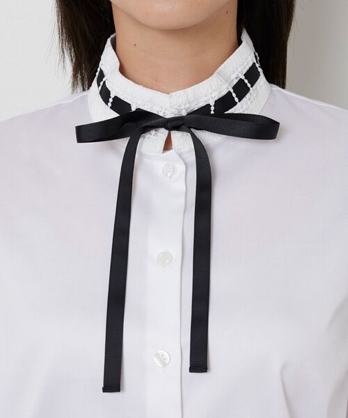 NARACAMICIE / ナラカミーチェ シャツ・ブラウス | 【NARACAMICIE】ツイルレースカラー長袖シャツ | 詳細6