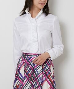 NARACAMICIE / ナラカミーチェ シャツ・ブラウス | 【NARACAMICIE】ツイル二重スタンドフリル長袖シャツ